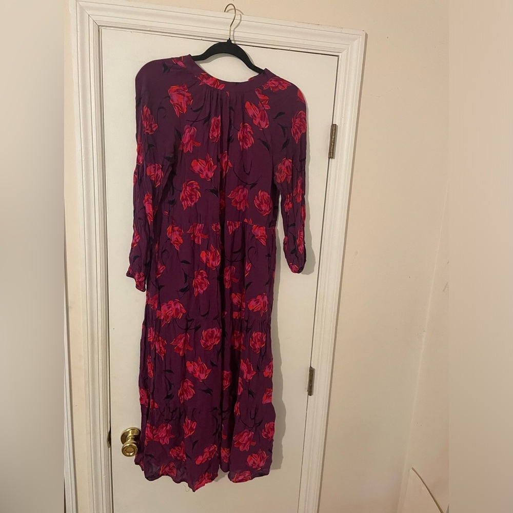 A New Day Red Pleated Sundress with Bishop Sleeves